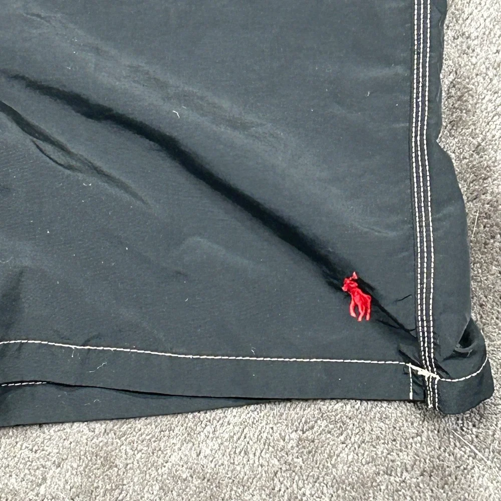Polo Ralph Lauren Men 40 Black w Red Logo & Emblem Board Style Lined Swim Trunks